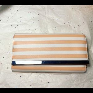 Peach and White Stripped Wallet/Clutch